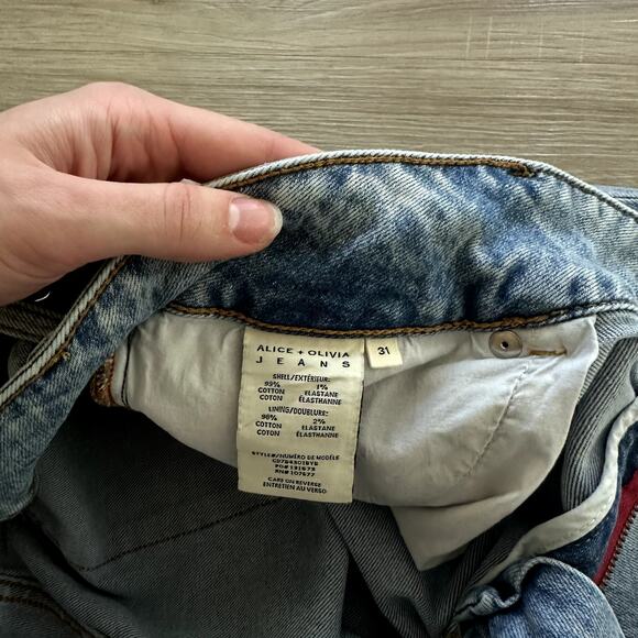 Alice + Olivia Stacey Low Rise Bell Bottom Jeans Bay Blue Size 31 - Picture 4 of 16